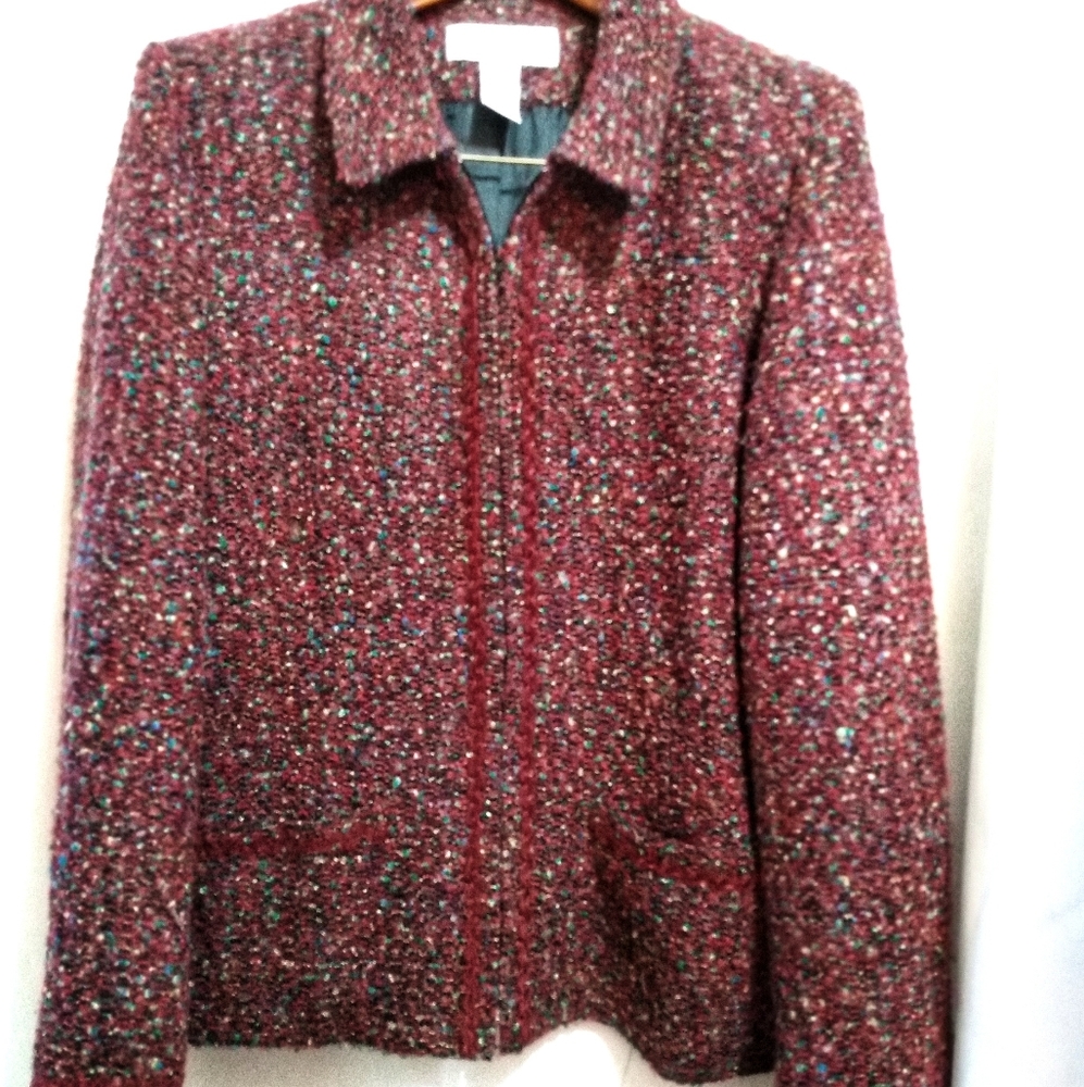 Sag Harbor Maroon Tweed Jacket Sz 12